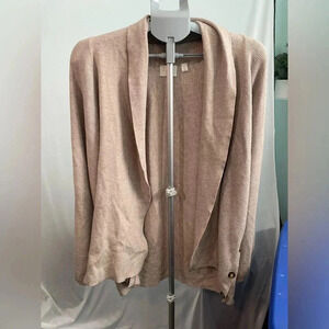 Cyrus open‎ front cardigan, oatmeal color size large button detail on both sides